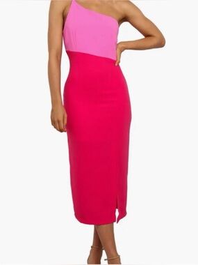 Petal & Pup Xiomar two tone Colorblock one strap pink formal dress